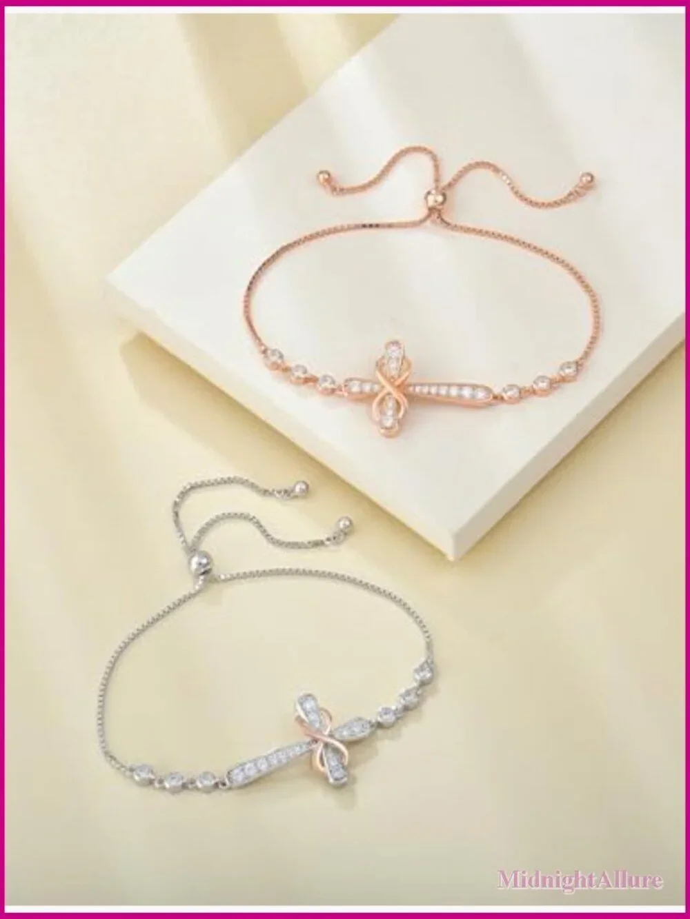 Sterling Silver Infinity Cross Link Bracelet for Women